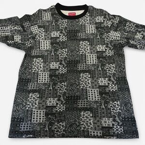 Supreme Black and Gray Paisley Patchwork SS19 S/S Top